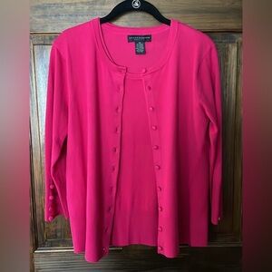 Grace Elements Magenta Cardigan & Shell 2 Piece Set Size M Petite